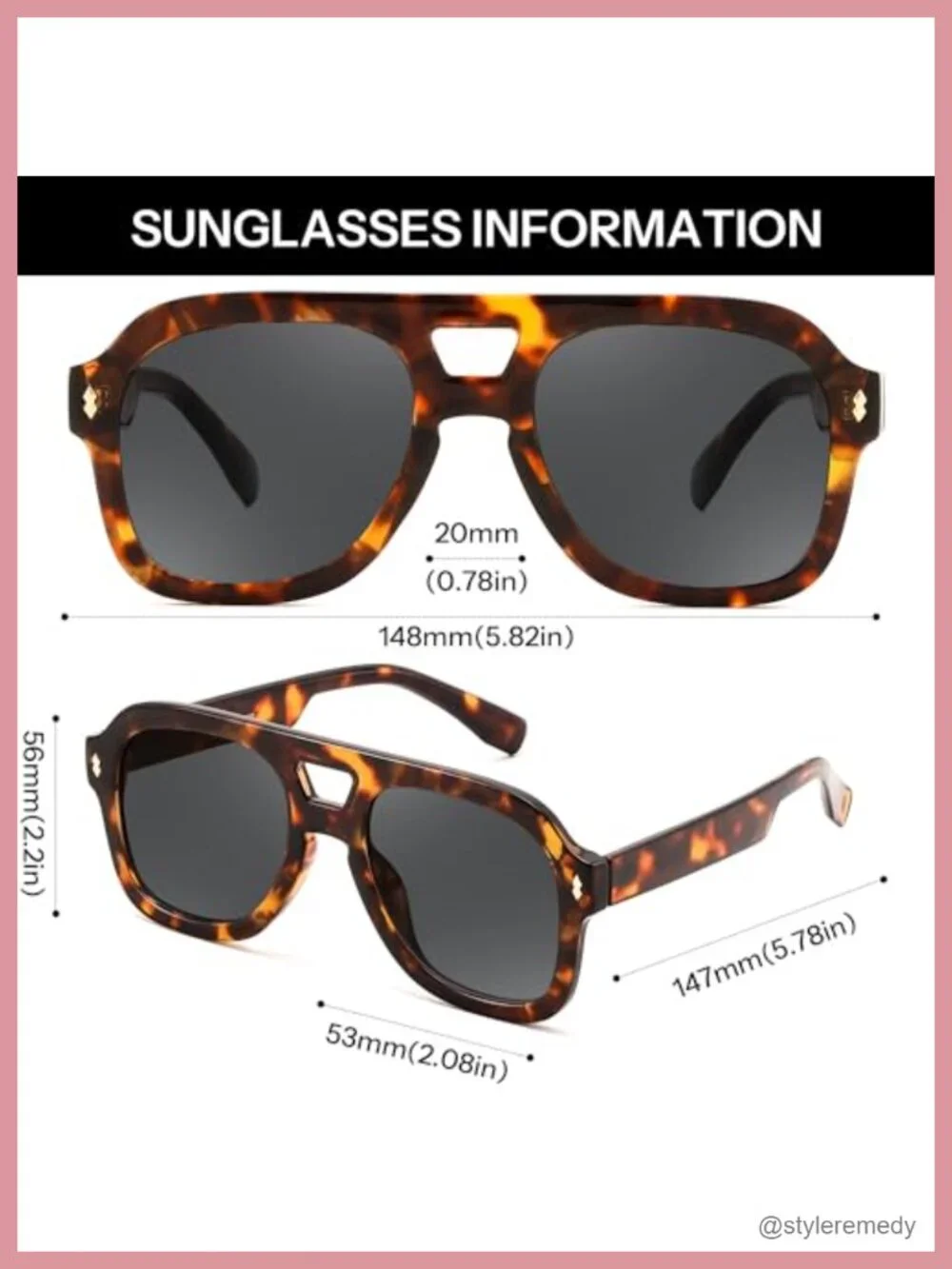 Retro Thick Aviator Sunglasses Square Pilot Chunky UV Protection